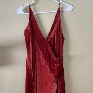 Free People Spliced Velvet Maxi Dress - Rust/Maroon